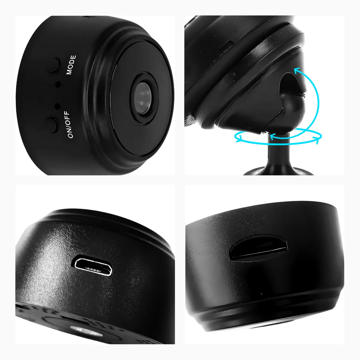 Kit 3 Mini Câmera Espiã A9 Wifi com Sensor e Visão Noturna