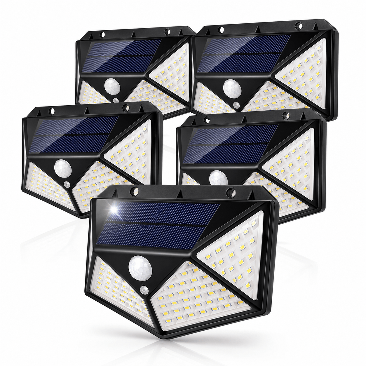 Kit 5 Luminária Solar de Parede 100 LEDs com Sensor de Presença