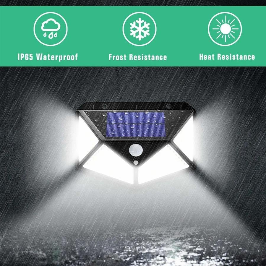 Kit 5 Luminária Solar de Parede 100 LEDs com Sensor de Presença