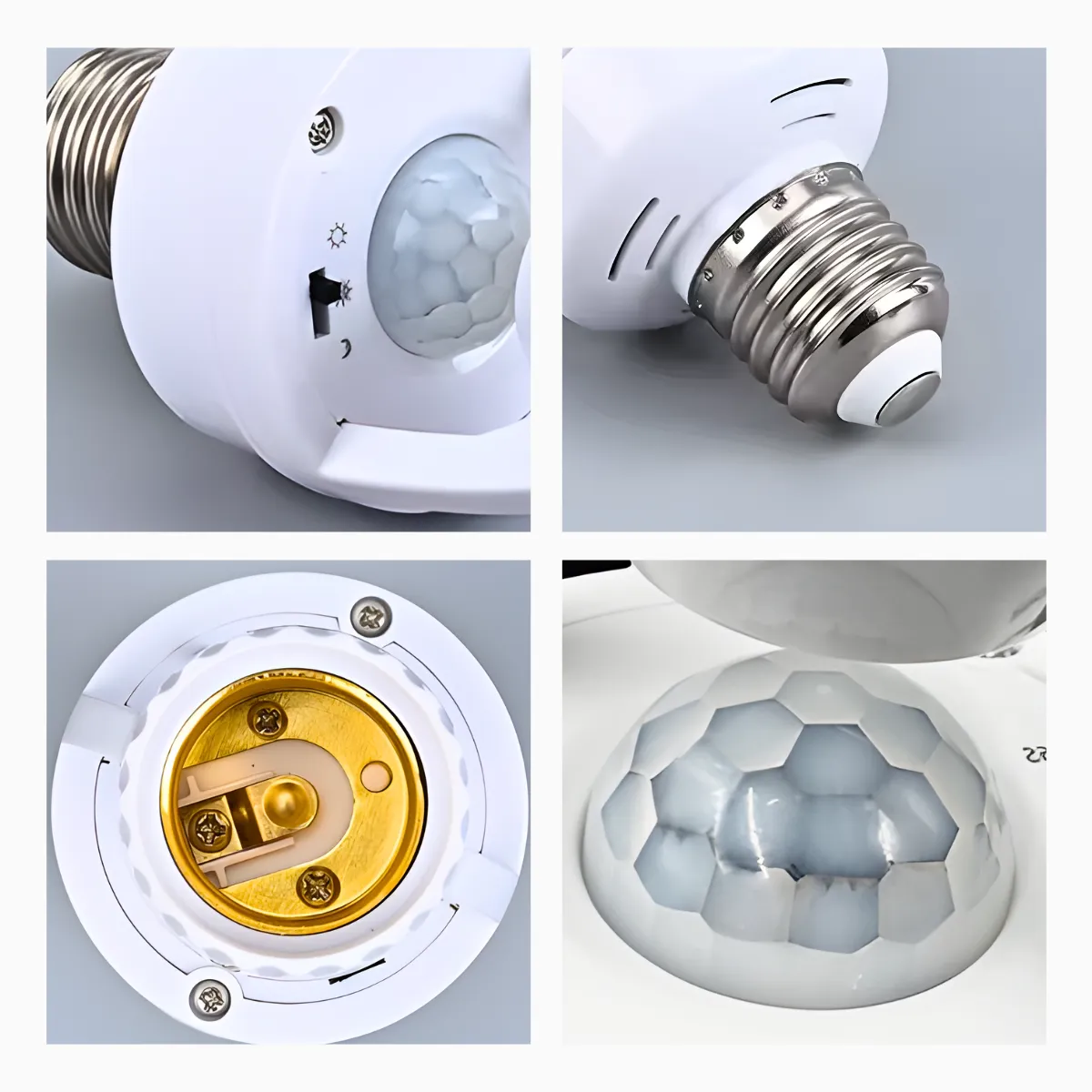 Kit 3 Adaptador E14 para E27 com Sensor de Movimento e Luz
