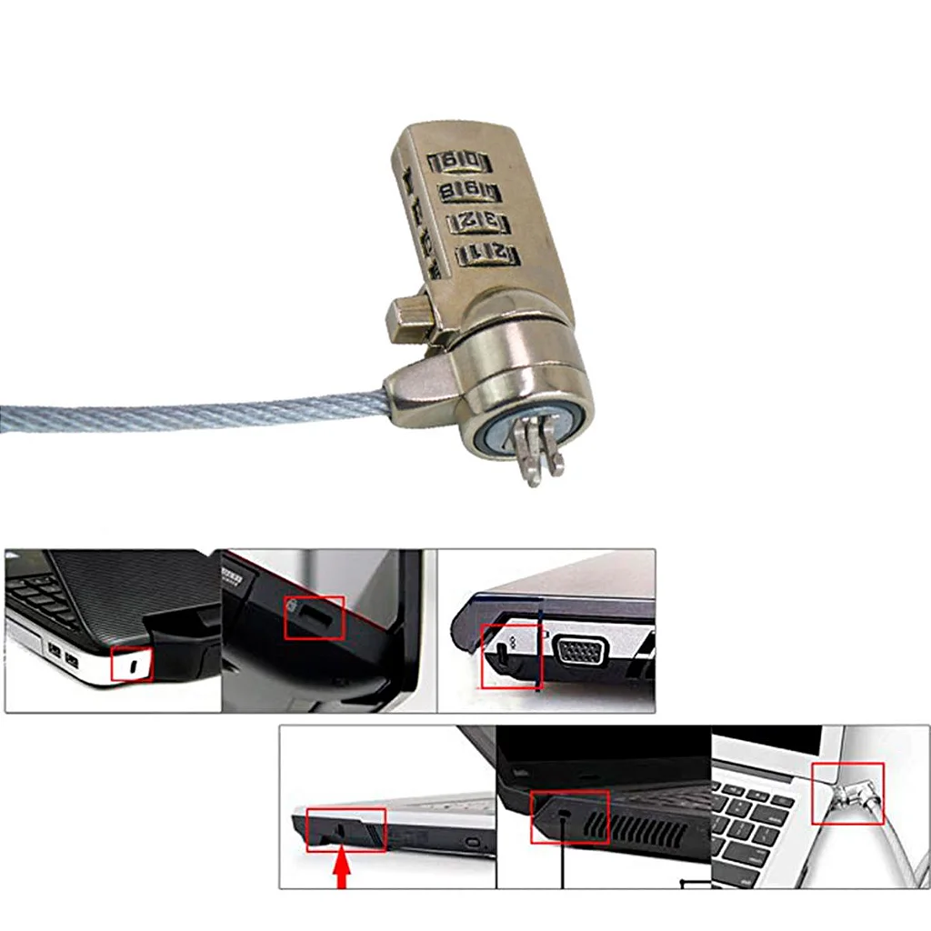 Kit 3 Trava De Segurança Notebook Pc Com Senha Cabo De Aço Segredo 4 Digitos