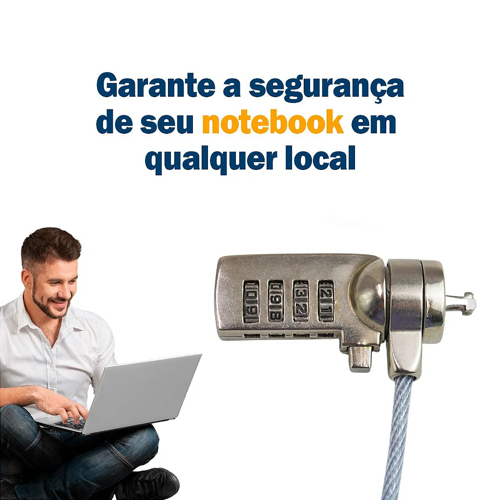 Kit 3 Trava De Segurança Notebook Pc Com Senha Cabo De Aço Segredo 4 Digitos