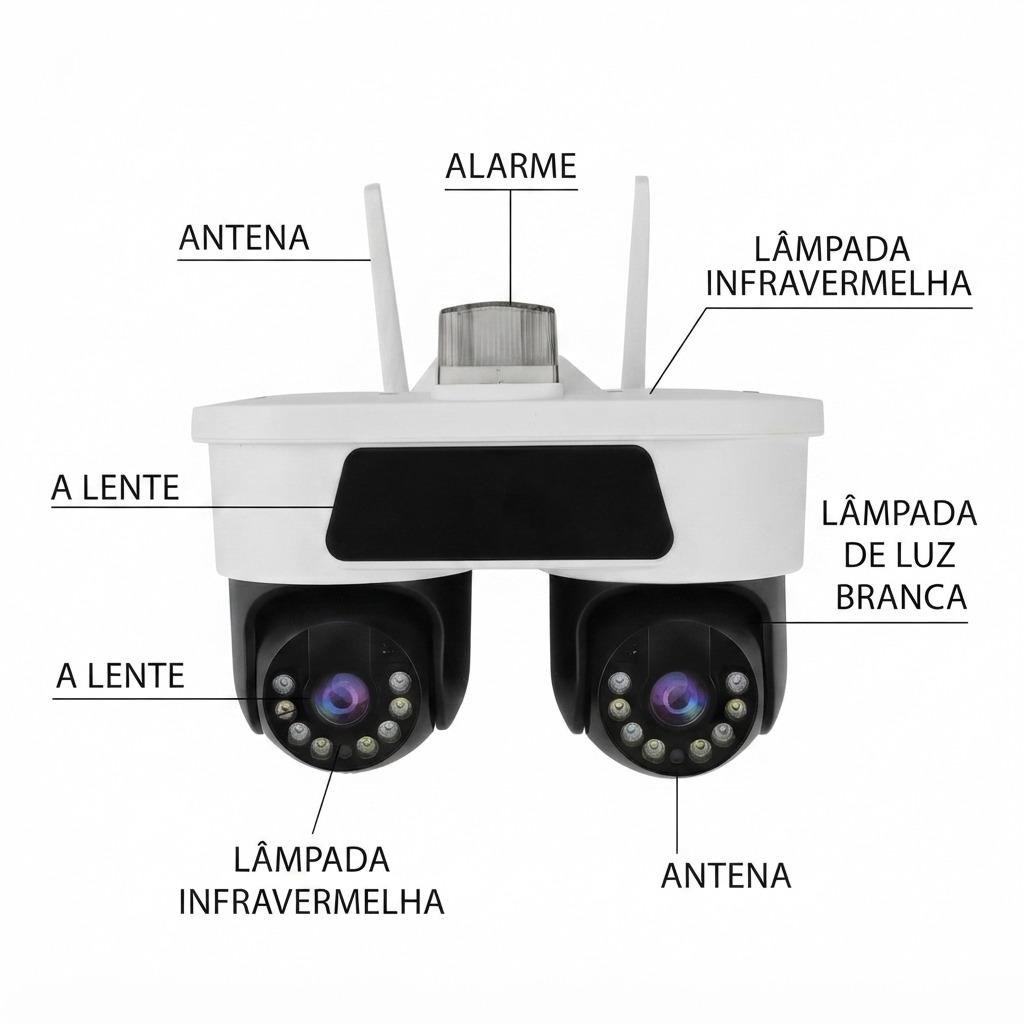 Câmera Externa Tripla Visão Noturna Sensor Alarme
