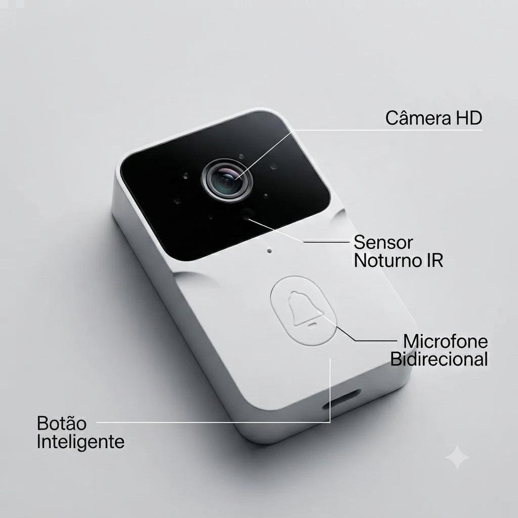 Campainha Inteligente Externa Câmera Sensor Áudio Vídeo (3)