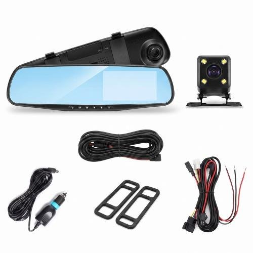 Retrovisor central interno veicular com espelho e camera embutida e varios componentes como fio e camera de ré