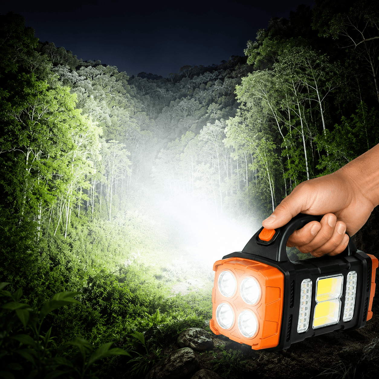 Lanterna Led Recarregável Holofote USB Energia Solar