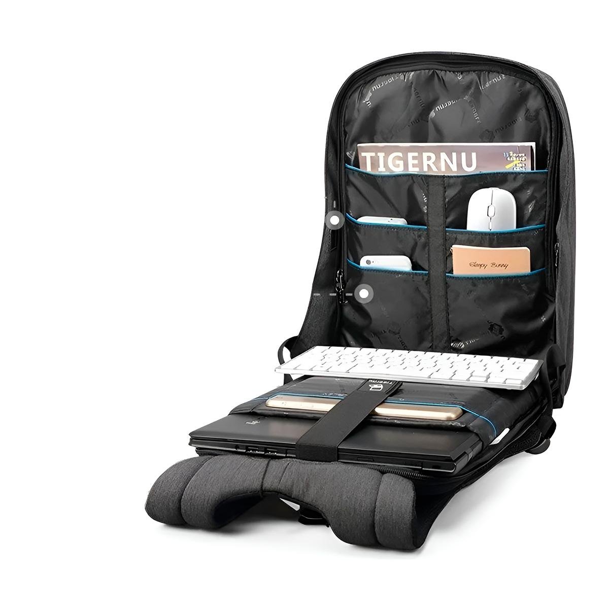 Mochila Anti Furto Impermeável Notebook Reforçada Cinza
