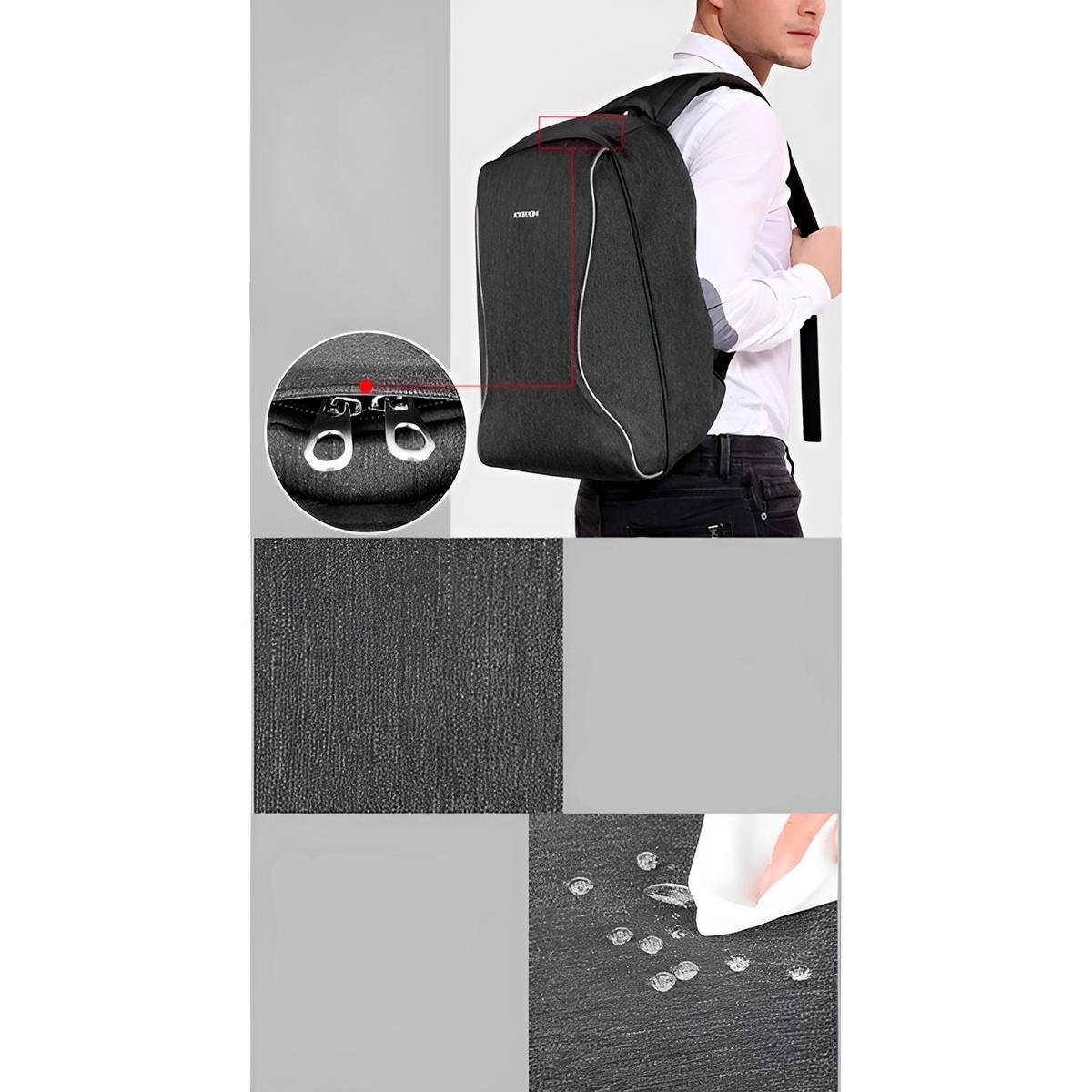 Mochila Anti Furto Impermeável Notebook Reforçada Cinza